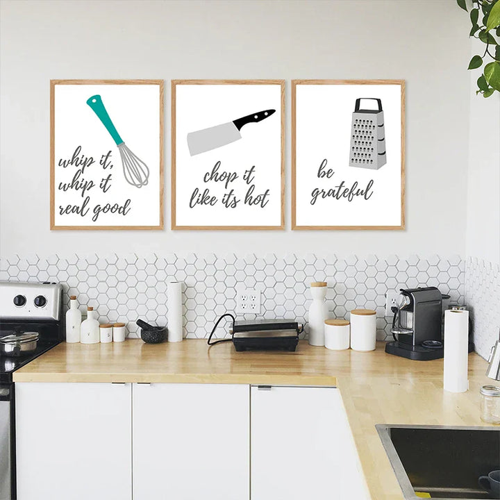 Kjøkkenlagingsredskaper Morsomme Sitater Plakater Veggkunst Fine Art Lerret Utskrifter Bilder For Kjøkken Cafe Diner Matlaging Bakekunst Kreativ Hjemmedekor | Skanto