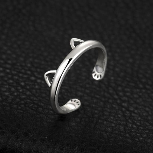 Kitty Øre Paw Klem 925 Sølv Ring | Skanto