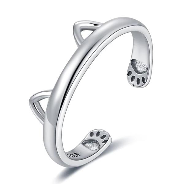 Kitty Øre Paw Klem 925 Sølv Ring | Skanto
