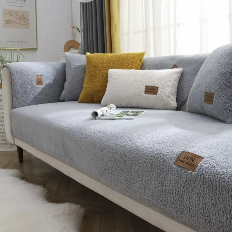 Vannavstøtende tykk Sherpa fleece sklisikker sofaomslag | Skanto