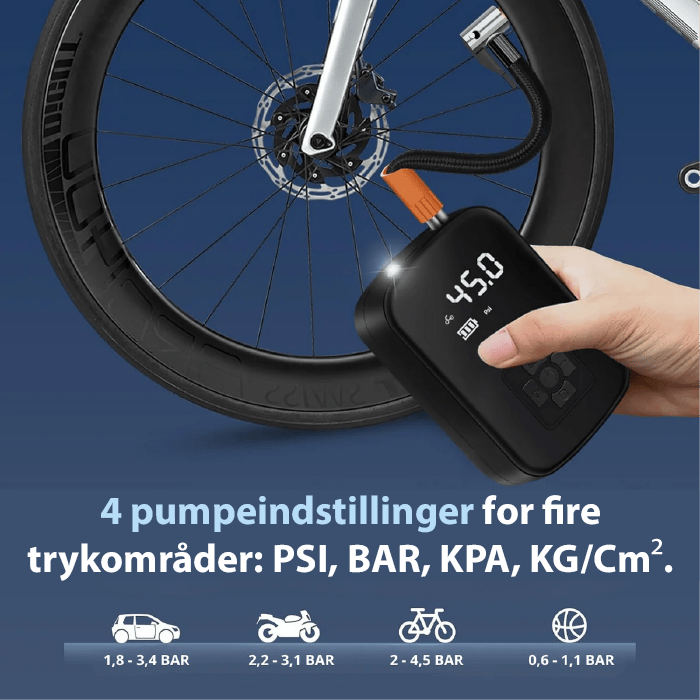 Skanto | Kompakt elektrisk luftpumpe for dekk, baller og madrasser