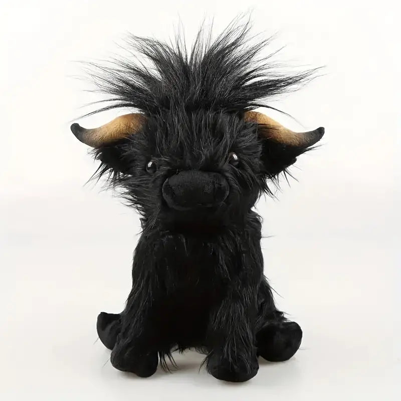 Skanto | Highland Cuddle Cow | Mykt og Koselig Kosedyr | Brun/Vit