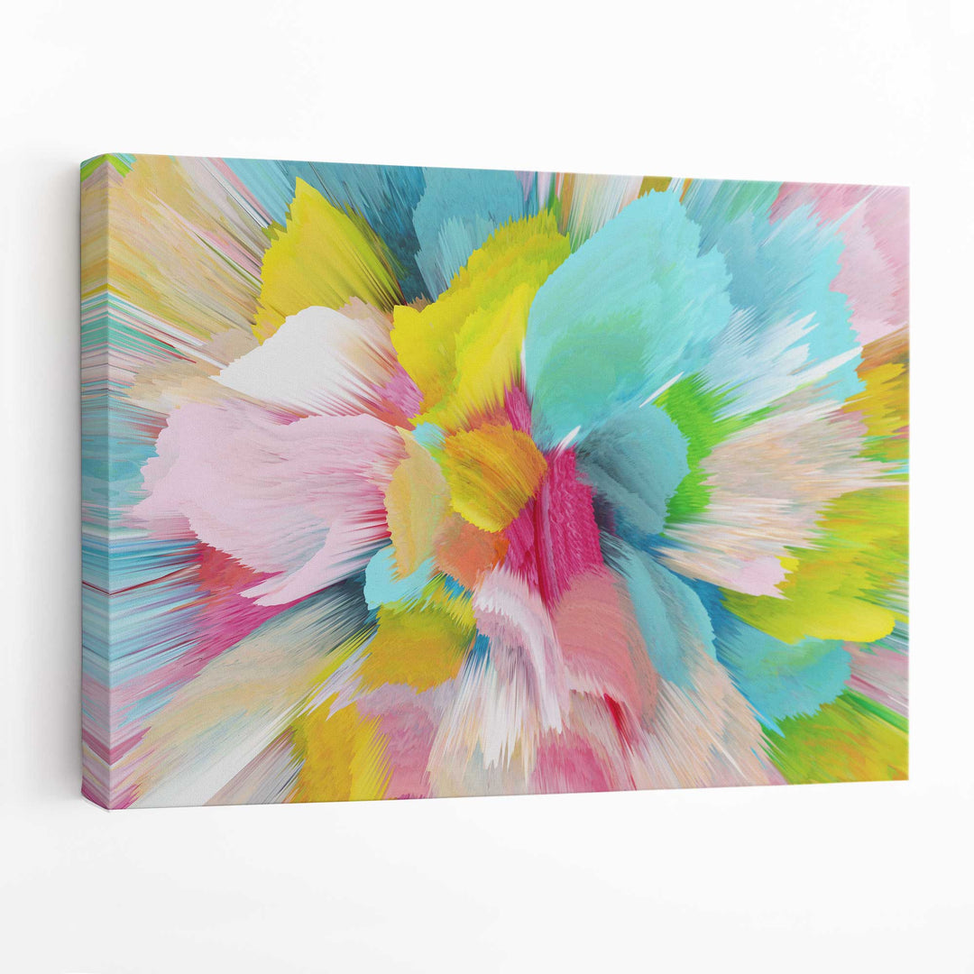 Abstrakt blå og rosa blomsterkunst på lerret