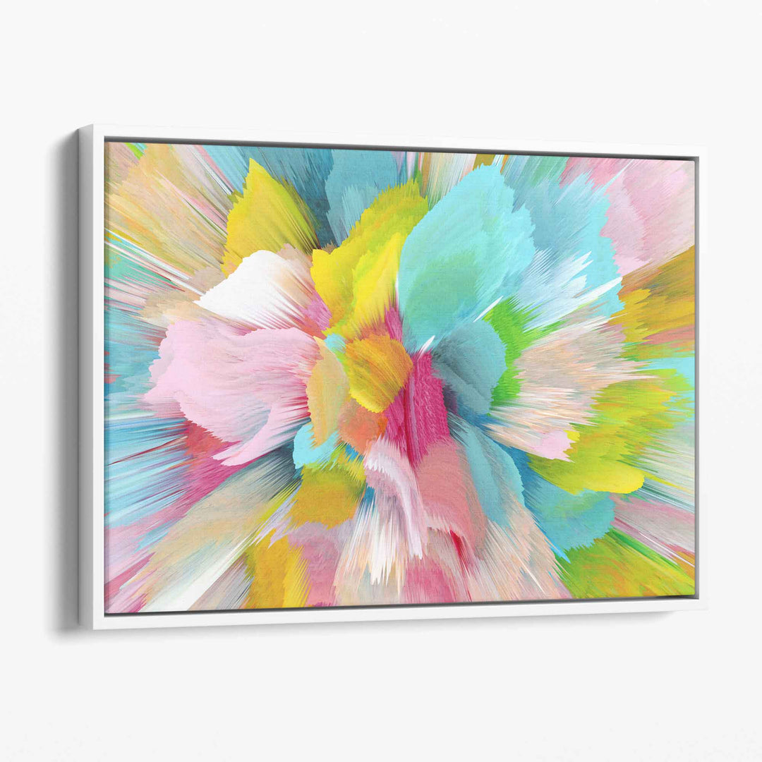 Abstrakt blå og rosa blomsterkunst på lerret