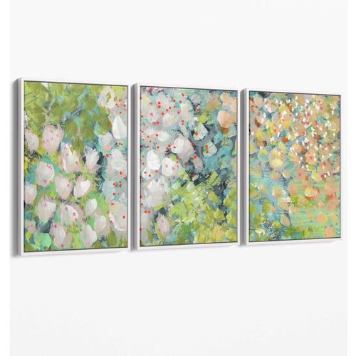 Abstrakt grønn blomsterkunst på lerret