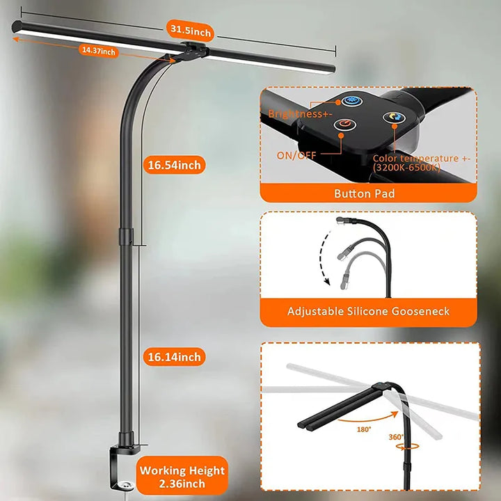 Skanto | DeskLight - Moderne Dobbelthode LED Skrivebordlampe, Stilren Kontorbelysning