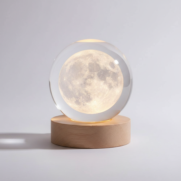 Skanto | AstroGlobe 3D Lampe – Sferisk Tre Bordlampe med Varme LED Lys og Planet Design