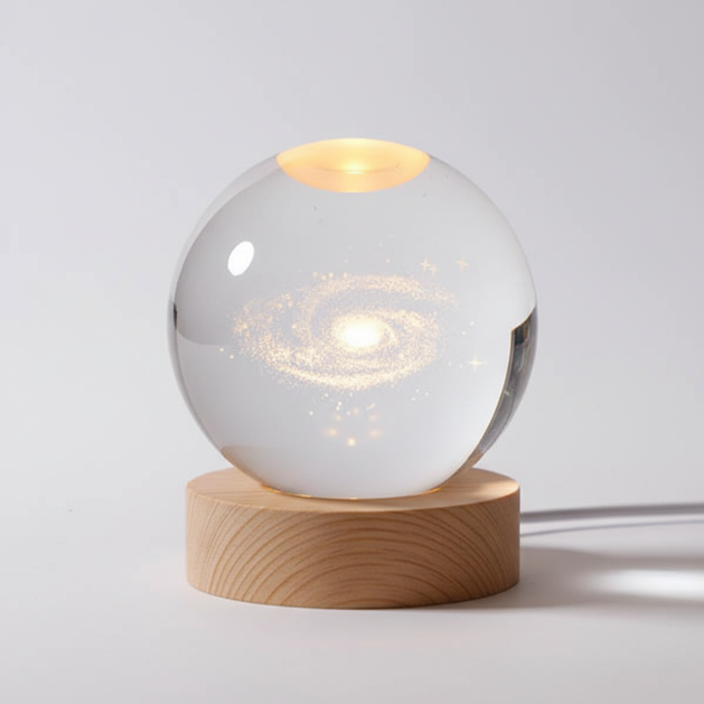 Skanto | AstroGlobe 3D Lampe – Sferisk Tre Bordlampe med Varme LED Lys og Planet Design