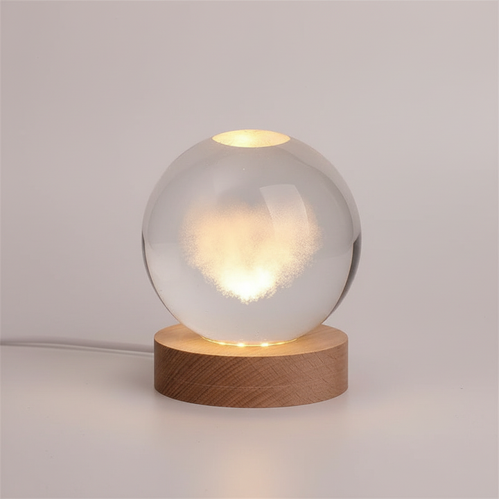 AstroGlobe 3D Lampe – Spherical Wooden Table Lamp with Warm LED Light and Planet Design | Skanto
