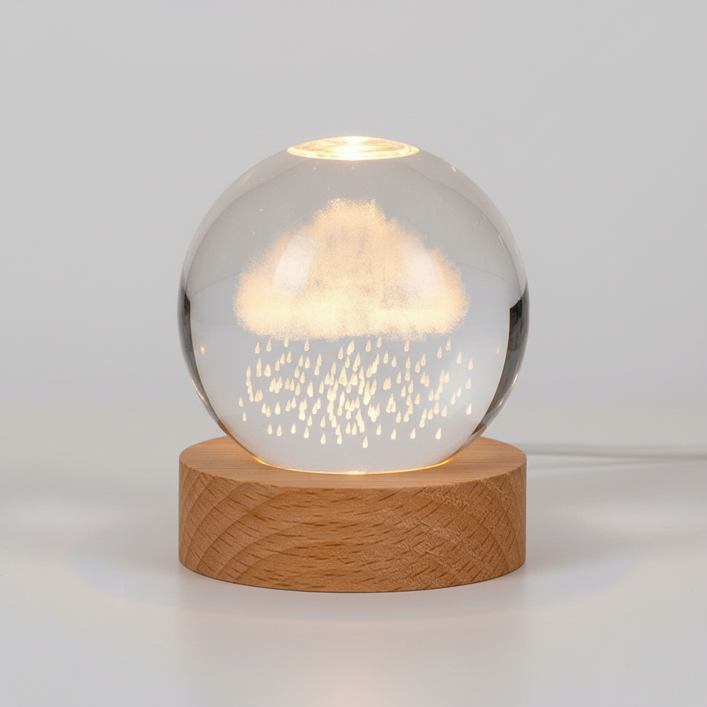 AstroGlobe 3D Lampe – Spherical Wooden Table Lamp with Warm LED Light and Planet Design | Skanto
