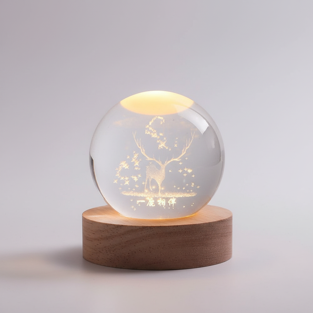 Skanto | AstroGlobe 3D Lampe – Sferisk Tre Bordlampe med Varme LED Lys og Planet Design