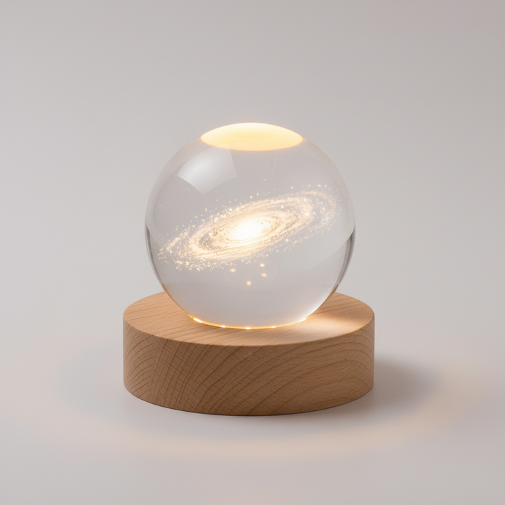 Skanto | AstroGlobe 3D Lampe – Sferisk Tre Bordlampe med Varme LED Lys og Planet Design