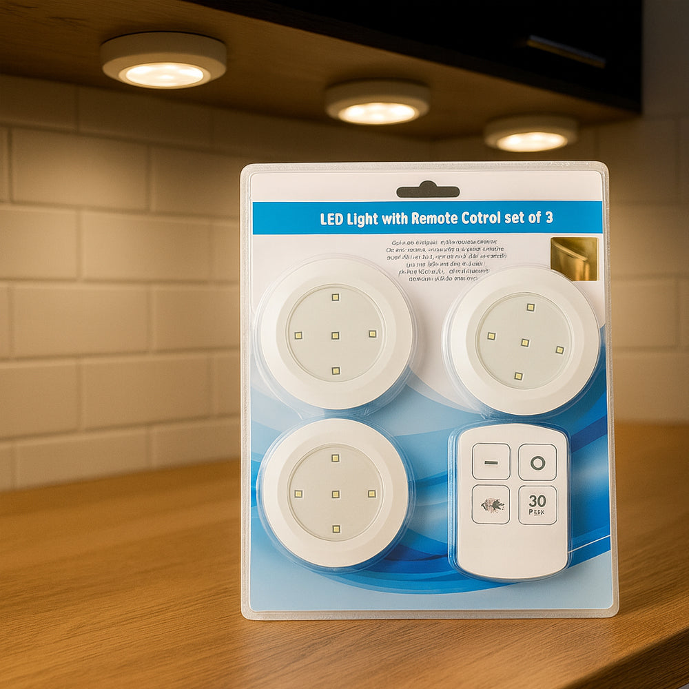 LED Spot (runde) 3 stk. inkl. fjernkontroll | Skanto