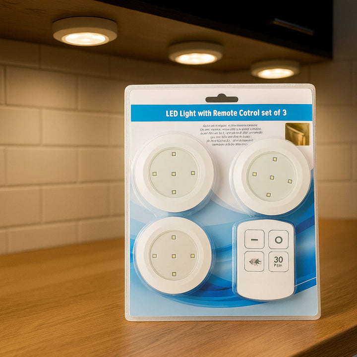 LED Spot (runde) 3 stk. inkl. fjernkontroll | Skanto