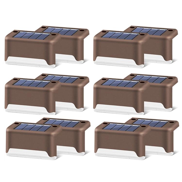 Skanto | 12 PCS Solenergidrevet LED Utendørs Trinnlys IP65 Vanntett Hagelampe, Varm Hvit Lys (Brun)