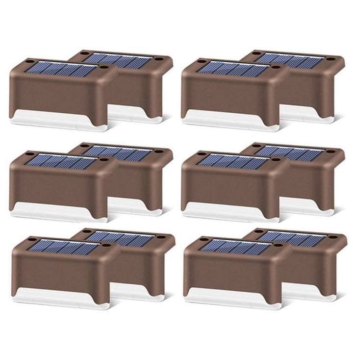 Skanto | 12 PCS Solenergidrevet LED Utendørs Trinnlys IP65 Vanntett Hagelampe, Varm Hvit Lys (Brun)