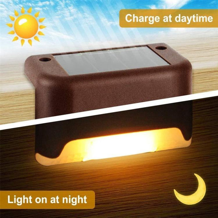 Skanto | 12 PCS Solenergidrevet LED Utendørs Trinnlys IP65 Vanntett Hagelampe, Varm Hvit Lys (Brun)