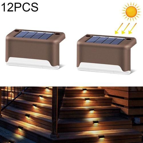 Skanto | 12 PCS Solenergidrevet LED Utendørs Trinnlys IP65 Vanntett Hagelampe, Varm Hvit Lys (Brun)