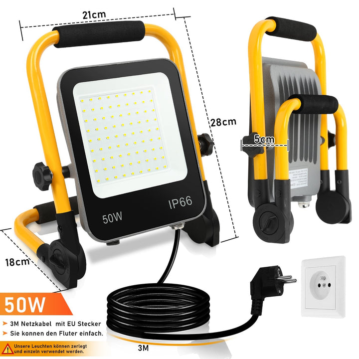 LED konstruksjons spotlight 50W-200W kald hvit IP66 | Skanto