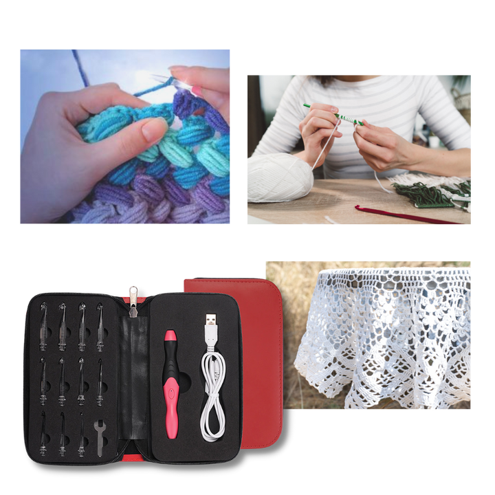 Sett med ergonomiske LED heklenåler