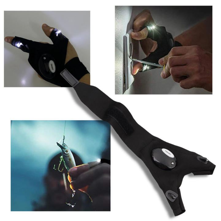 Ett par LED-hansker med vanntette lys