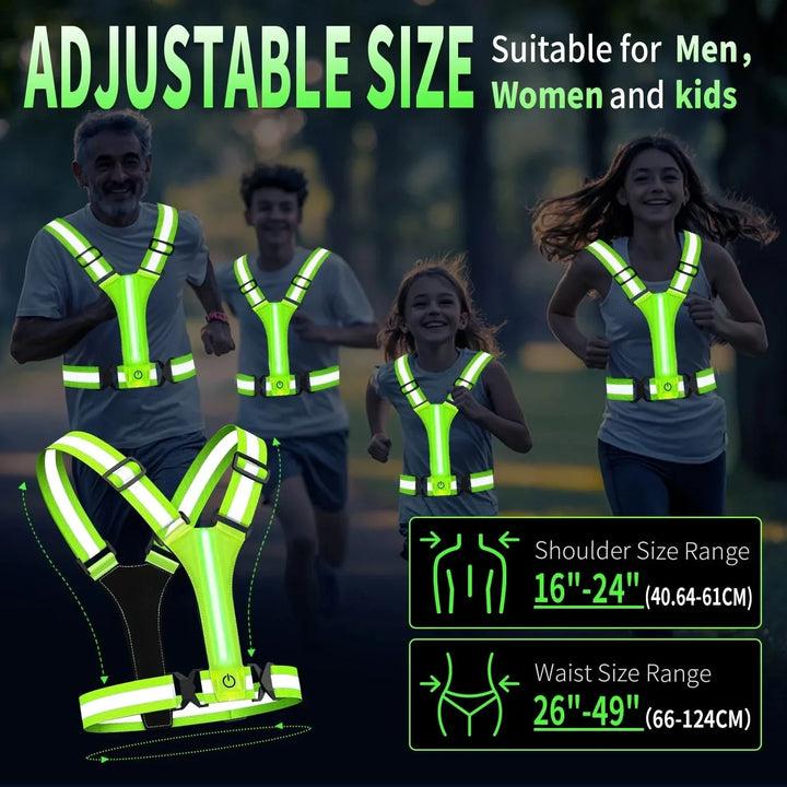 Skanto | Oppladbar LED løpevest med 360° reflekterende synlighet