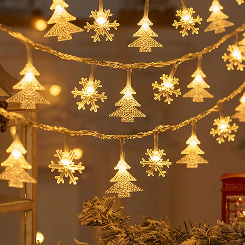 Skanto | Julelyslenke med Snøfnuggdesign – LED Lyslenke på Batterier for Festlig Stemning