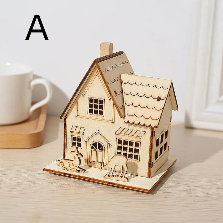 Skanto | Tre Juleby Hus med LED Belysning – DIY Juledekorasjon med Batterier