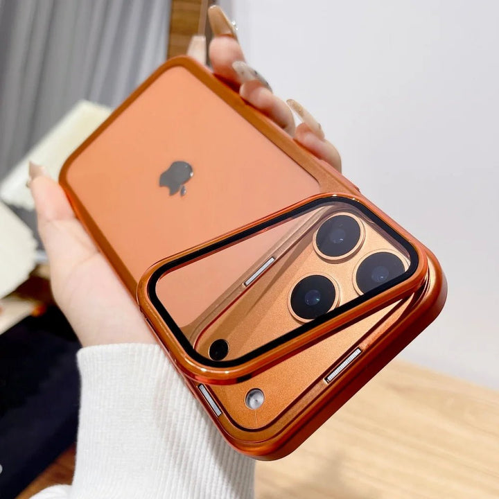 Ultradunn iPhone 17 Hülle med faltbare kameraständer og glassbeskyttelse