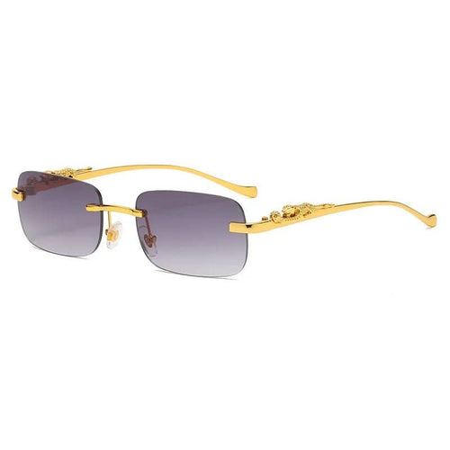 Randlose Sonnenbrille mit Leopardenkopf-Design og UV400-Schutz