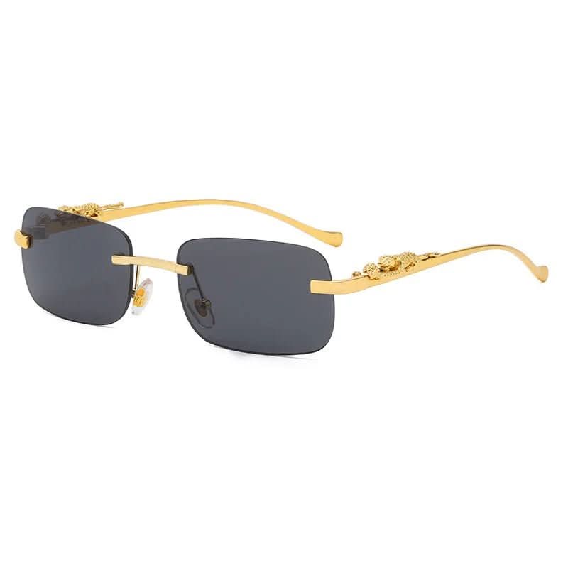 Randlose Sonnenbrille mit Leopardenkopf-Design og UV400-Schutz