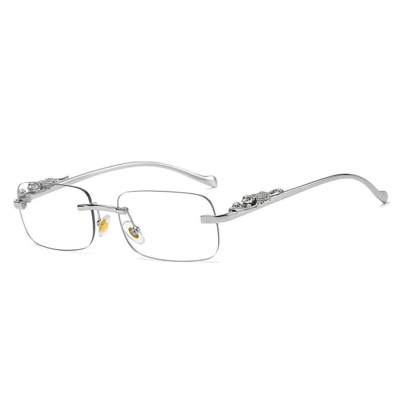 Randlose Sonnenbrille mit Leopardenkopf-Design og UV400-Schutz