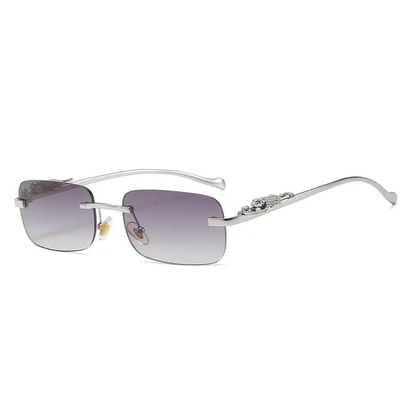 Randlose Sonnenbrille mit Leopardenkopf-Design og UV400-Schutz