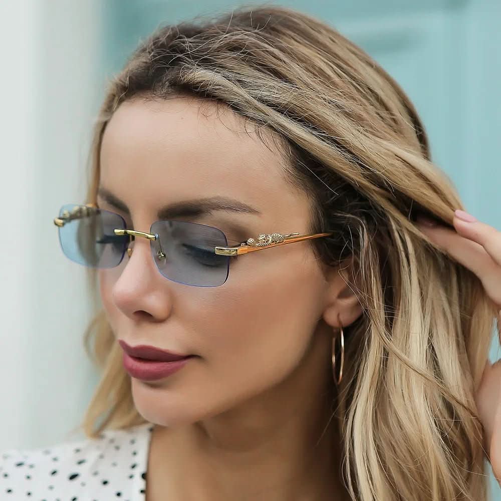 Skanto | Rimless Leopard Head Solbriller med UV400 Beskyttelse