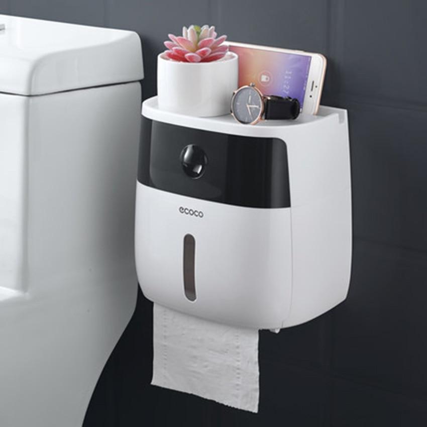 Skanto | LF82003 toalettpapirholder plast badeværelse dobbel papirlommekasse vegghengt papirhylle oppbevaringsboks toalettpapir dispenser