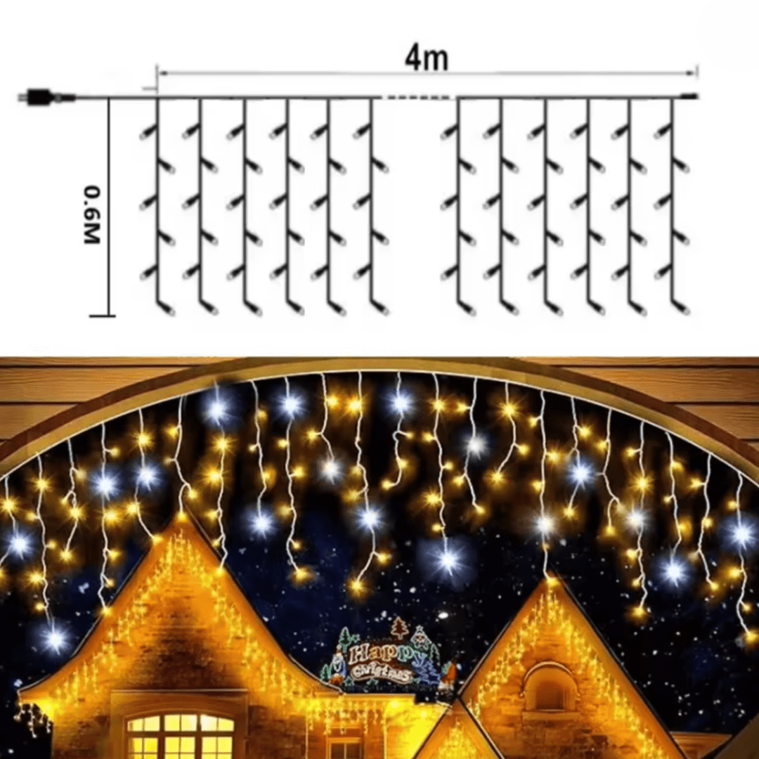 Skanto | LED Hagegardin 4 × 0,6 m med Værbestandig Eleganse
