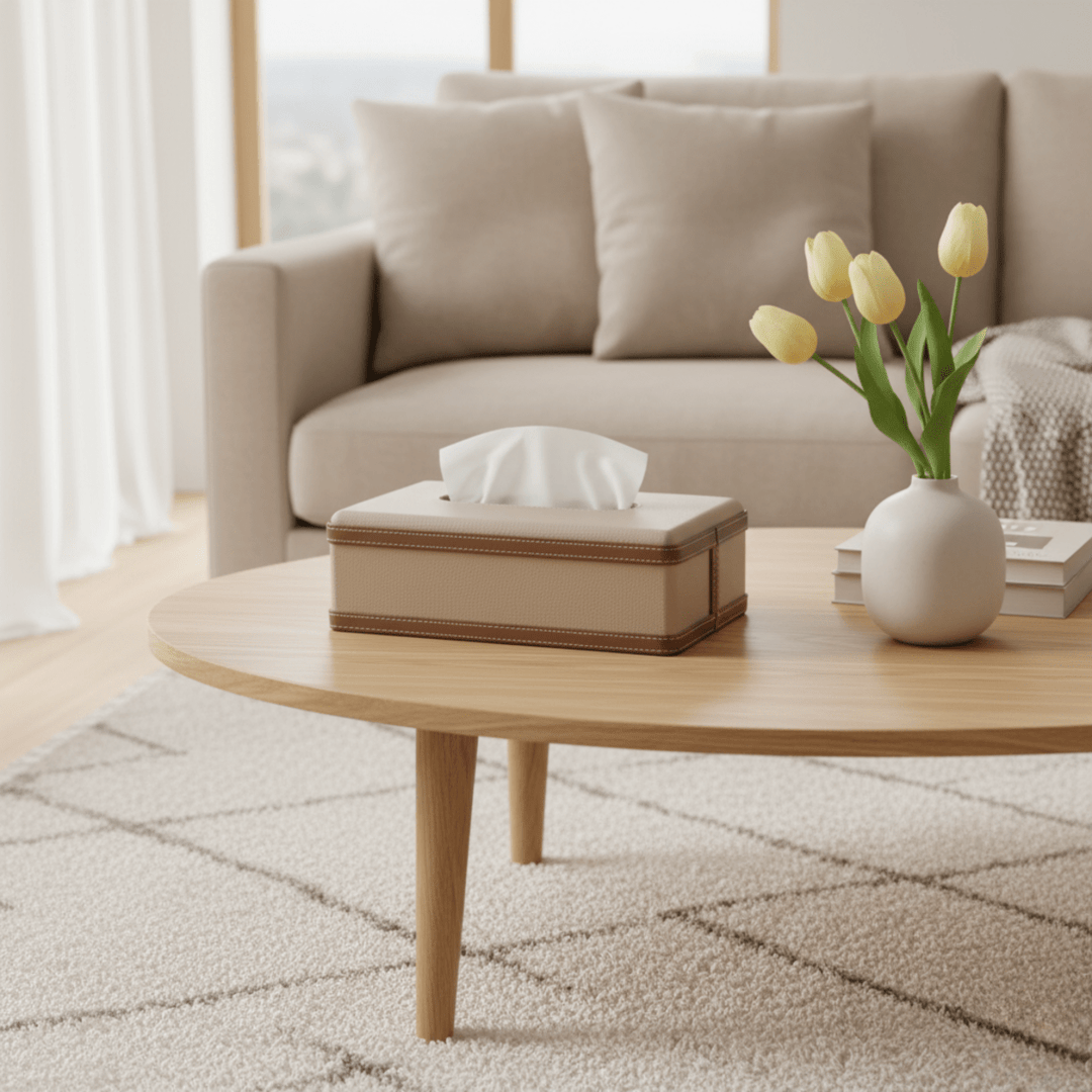 Skanto | Luscenta Lærveske | Håndlaget Tissueholder | Elegant Design Laget av Fuskeskinn | For Hjem, Kontor & Bil
