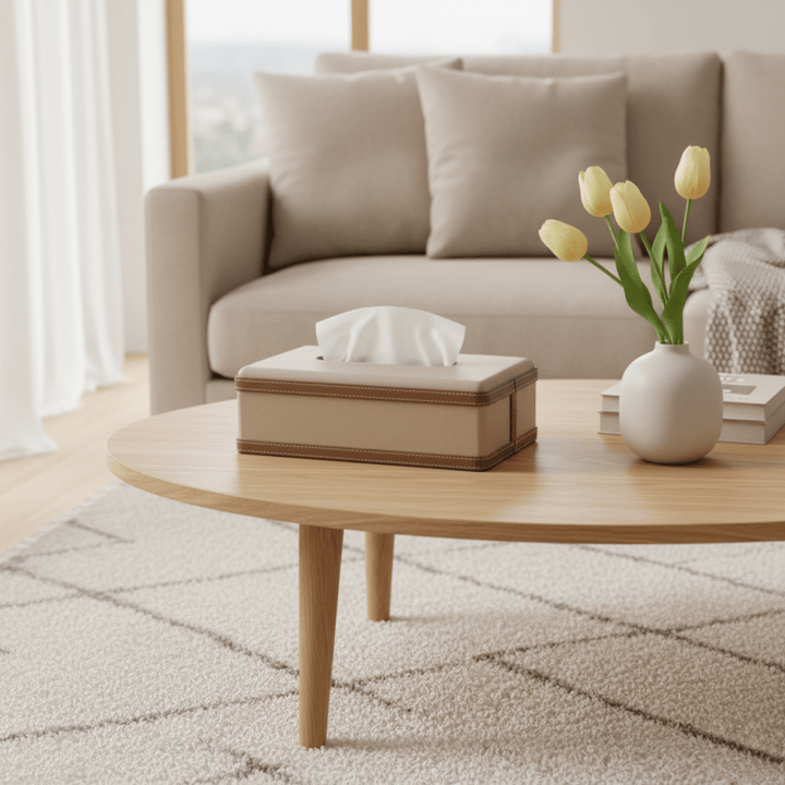 Skanto | Luscenta Lærveske | Håndlaget Tissueholder | Elegant Design Laget av Fuskeskinn | For Hjem, Kontor & Bil