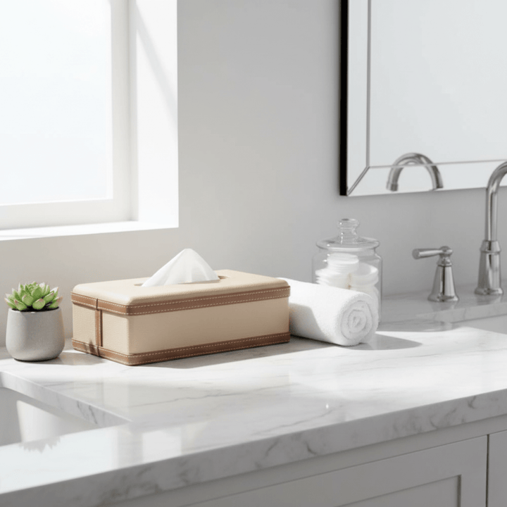 Skanto | Luscenta Lærveske | Håndlaget Tissueholder | Elegant Design Laget av Fuskeskinn | For Hjem, Kontor & Bil