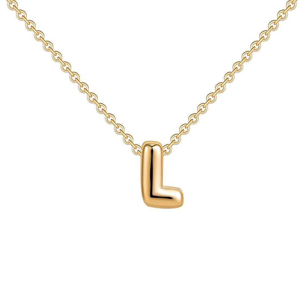 Skanto | Dainty Bubble Letter Initial Necklace