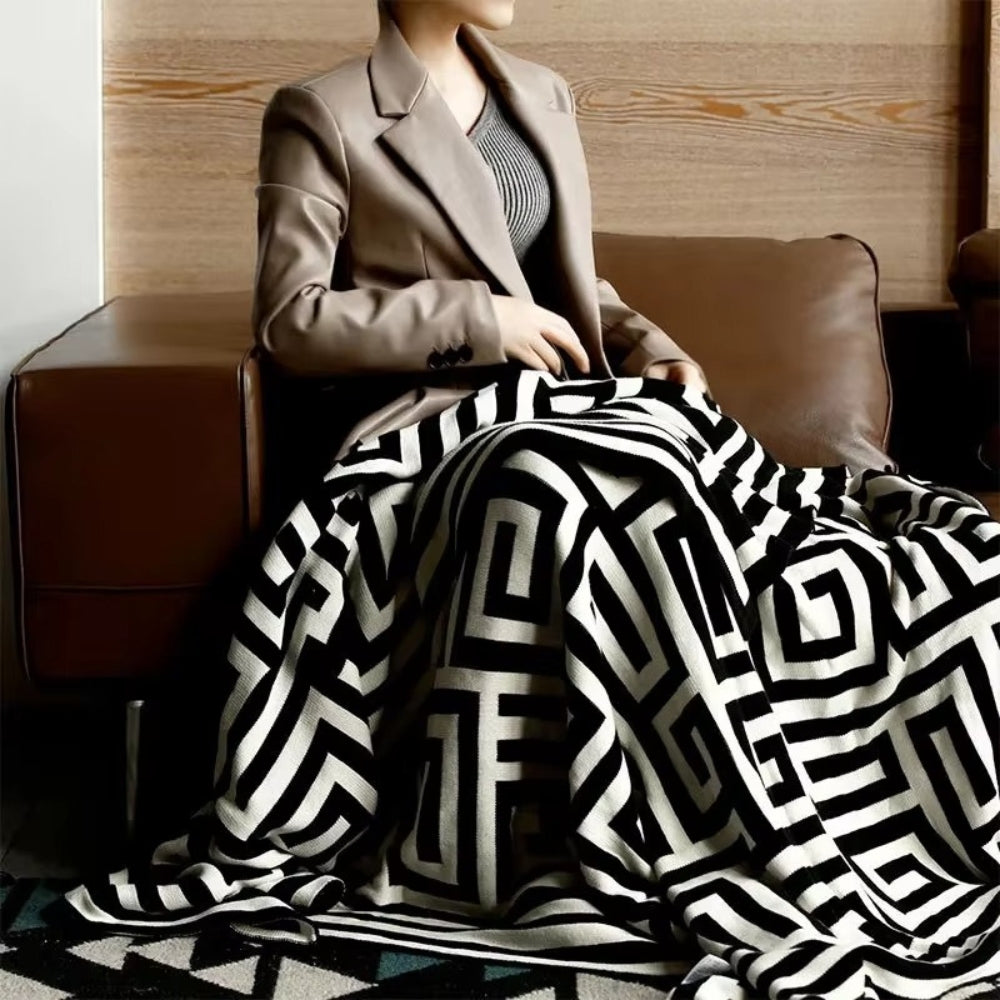 Skanto | Labyrintisk Geometrisk Jacquard Kaste Teppet