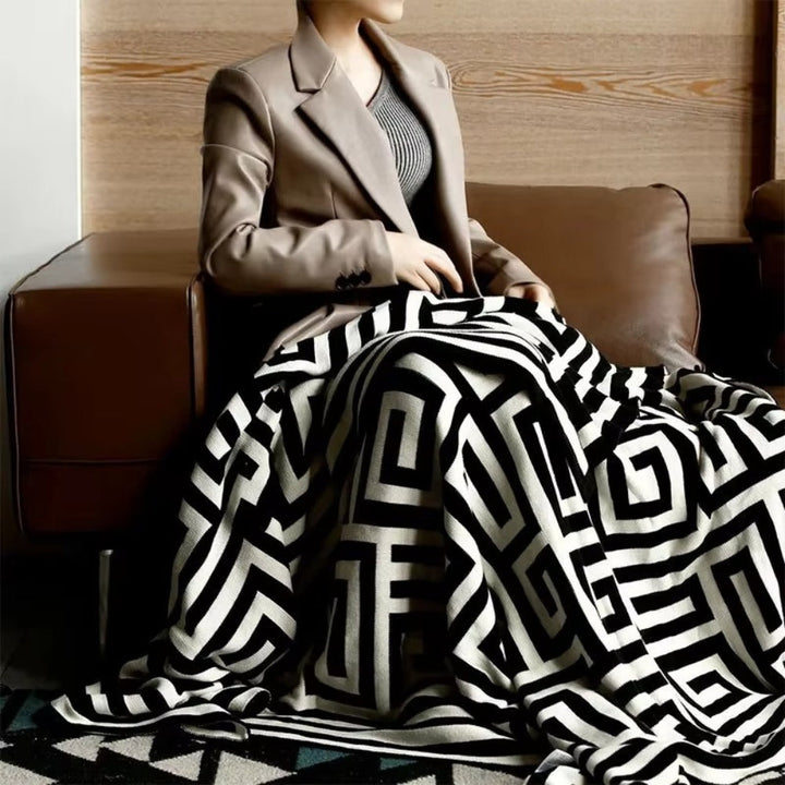 Skanto | Labyrintisk Geometrisk Jacquard Kaste Teppet