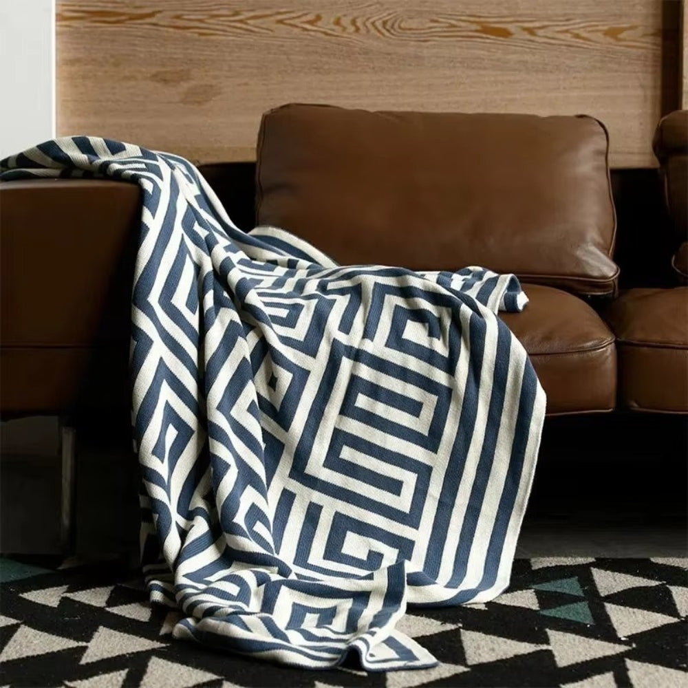 Skanto | Labyrintisk Geometrisk Jacquard Kaste Teppet