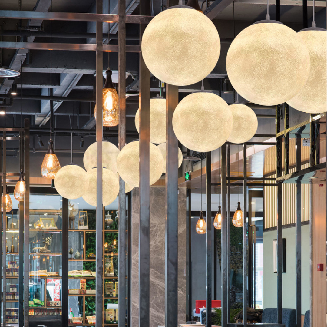 Skanto | Moon Hengende Lampe med Bambushette – Modern Belysning for Stue og Soverom, LED-lamper, Minimalistisk Design