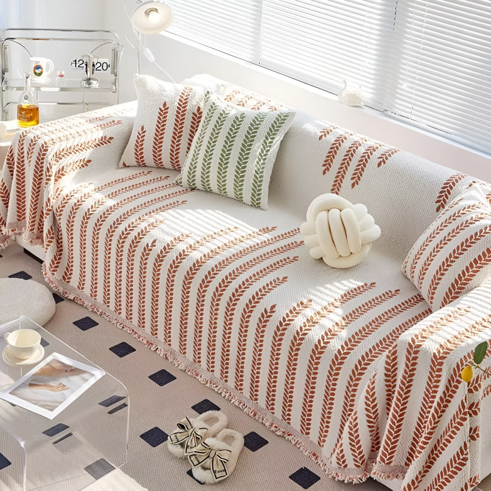 Skanto | Leaf Fringed Lace Sofa Cover