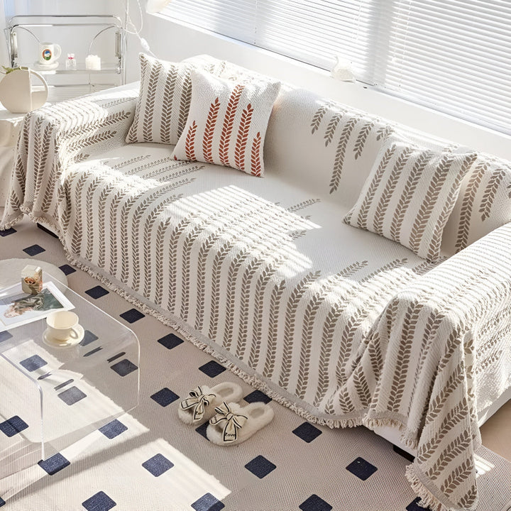 Skanto | Leaf Fringed Lace Sofa Cover