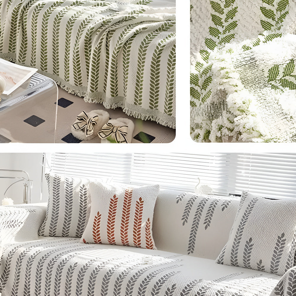 Skanto | Leaf Fringed Lace Sofa Cover