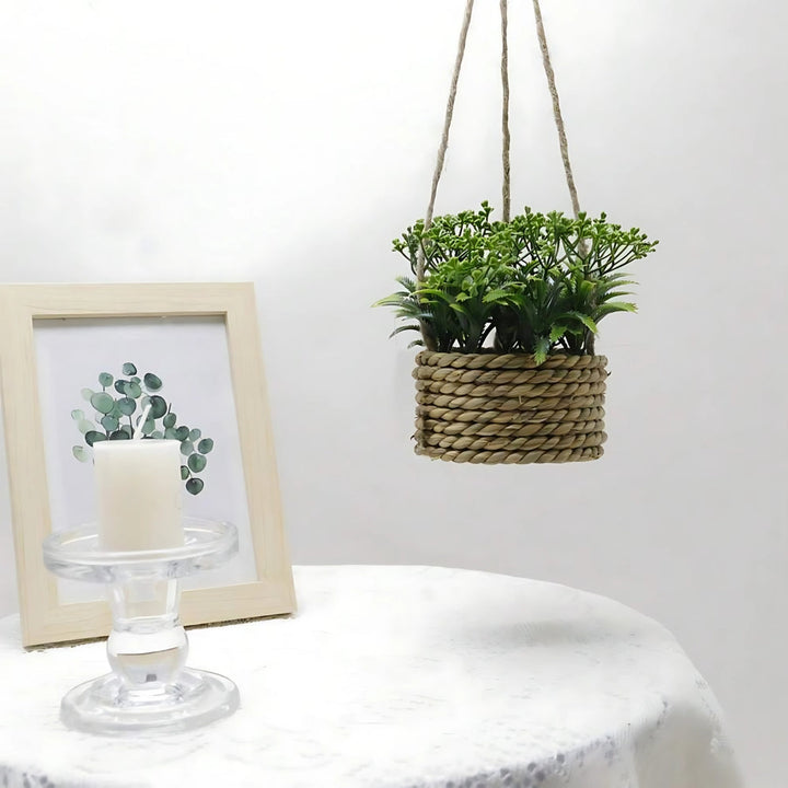 Skanto | Leafara Henge Kunstig Plante i Vevd Kurvpotte