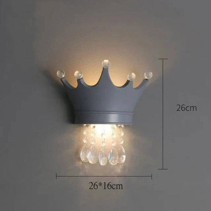 Crown Vegglys med Krystaller – Elegant LED Lampe for Barnerom & Prinsesse Dekor