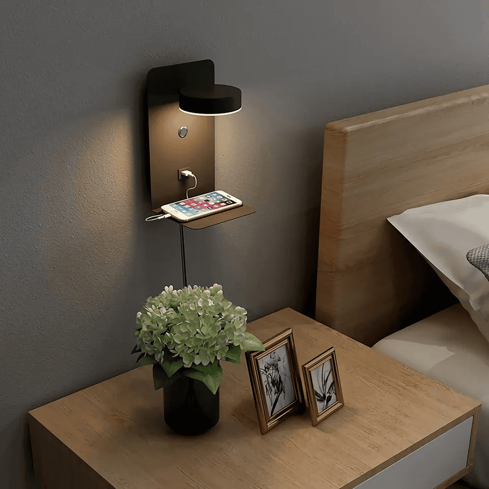 Skanto | Dimbar Multifunksjonell Led-Vegglampe Med Usb-Ladeport For Soverom